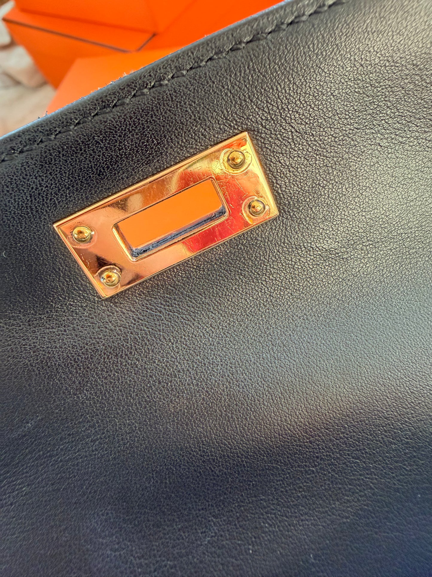 Hermes Black Swift Kelly Cut Clutch Bag With Gold Hardware GHW