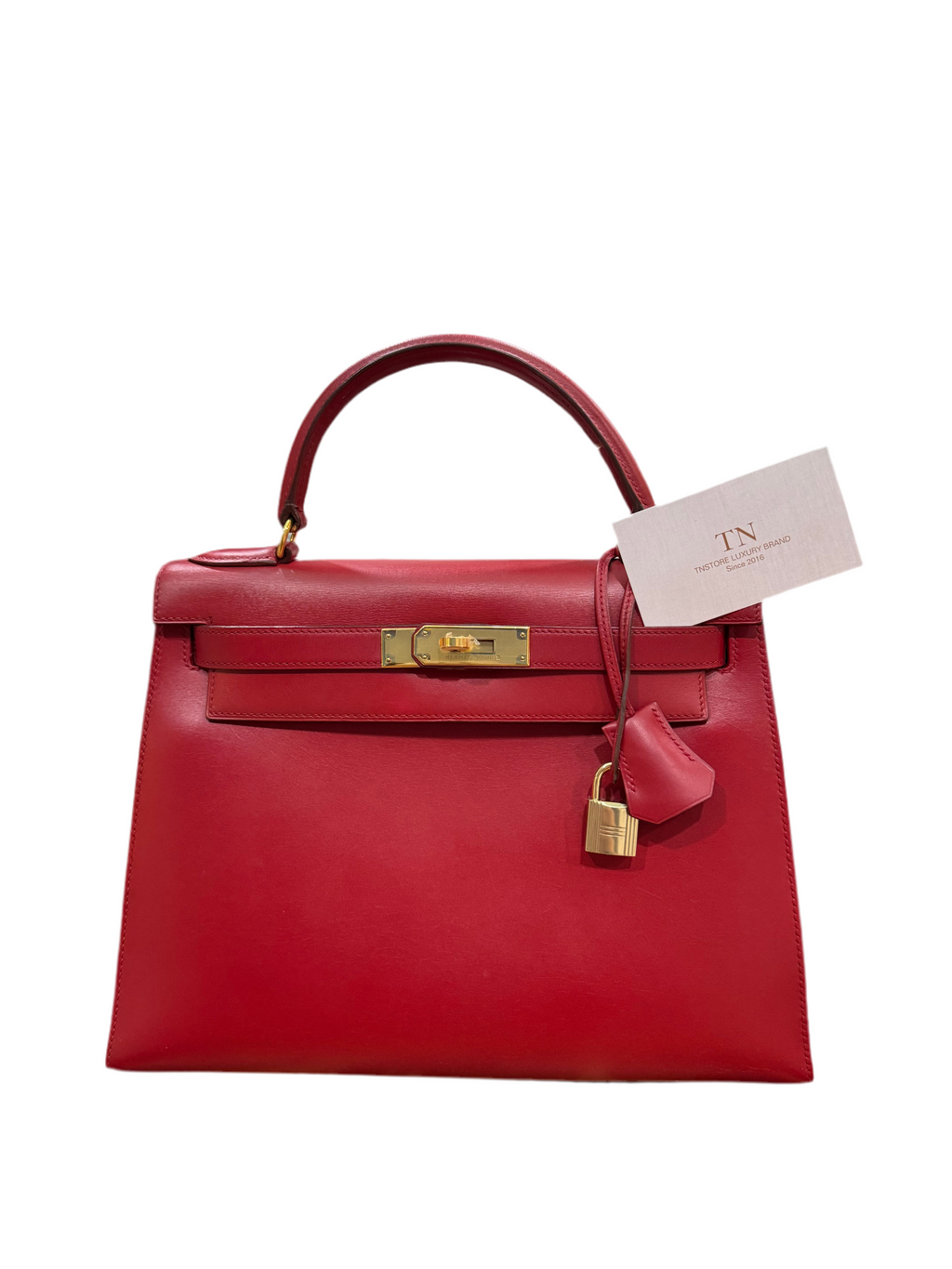 Hermes Kelly 28 Rouge Vif Box Leather Gold Hardware
