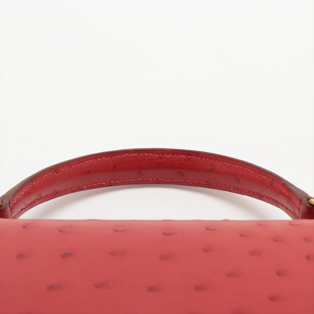 KELLY Sellier 28 Ostrich Rouge Vif Gold Hardware