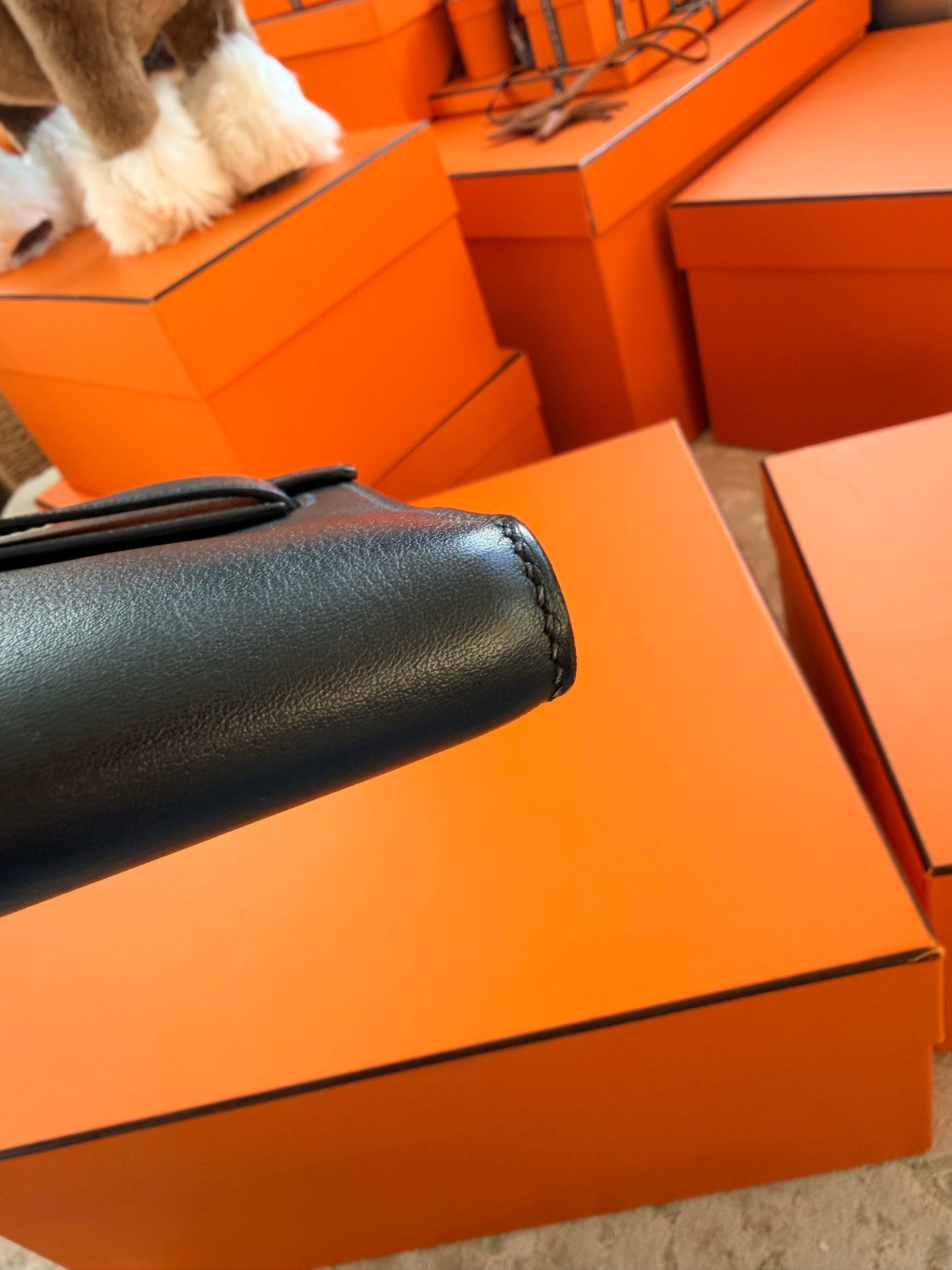 Hermes Black Swift Kelly Cut Clutch Bag With Gold Hardware GHW