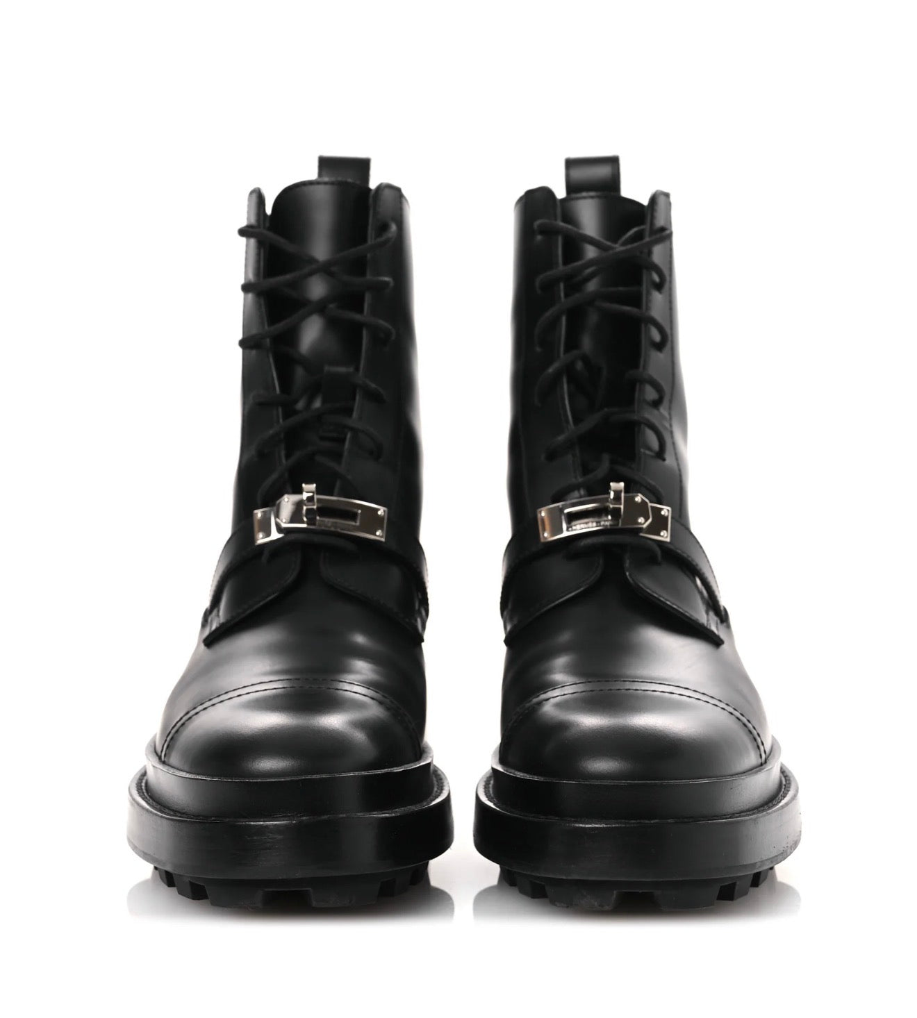 Hermes Glossed Calfskin Funk Ankle Boots 36 Black Shw