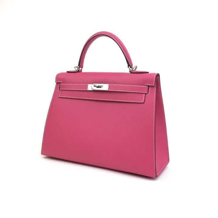 Kelly Sellier 32 Rose Tyrien Epsom Palladium Hardware