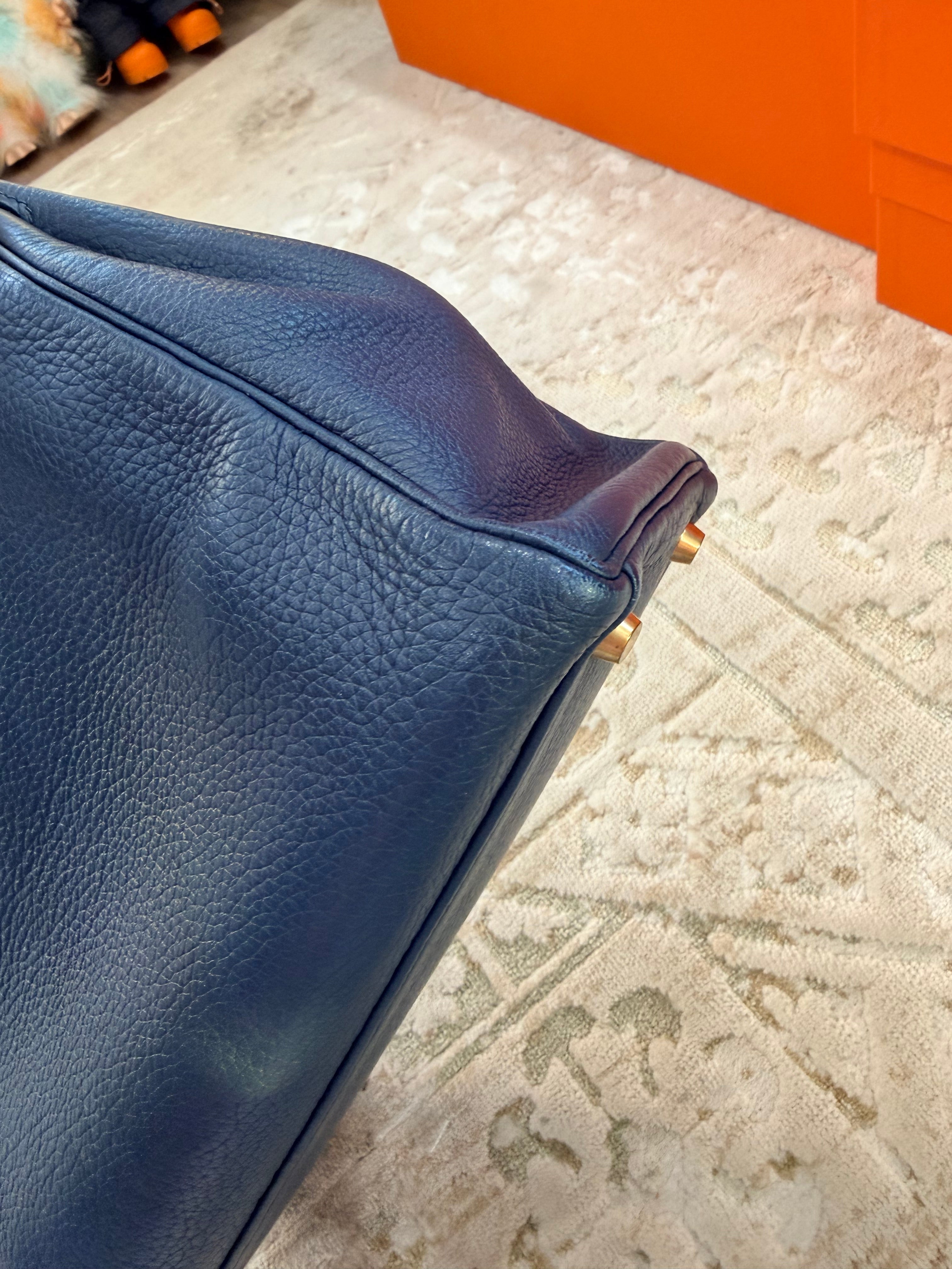 Hermes Kelly Retourne 32 Blue Midnight ( Deep Blue ) Togo With Gold Hardware