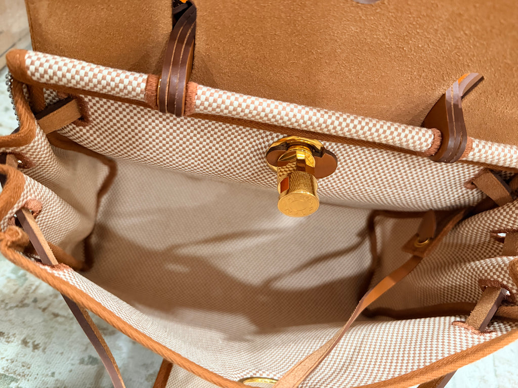 Hermes Herbag 31  Vache Hunter / Toile Écru / Beige / Fauve