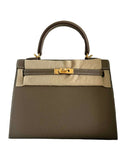 Kelly Sellier 25 Etoupe Epsom Gold Hardware
