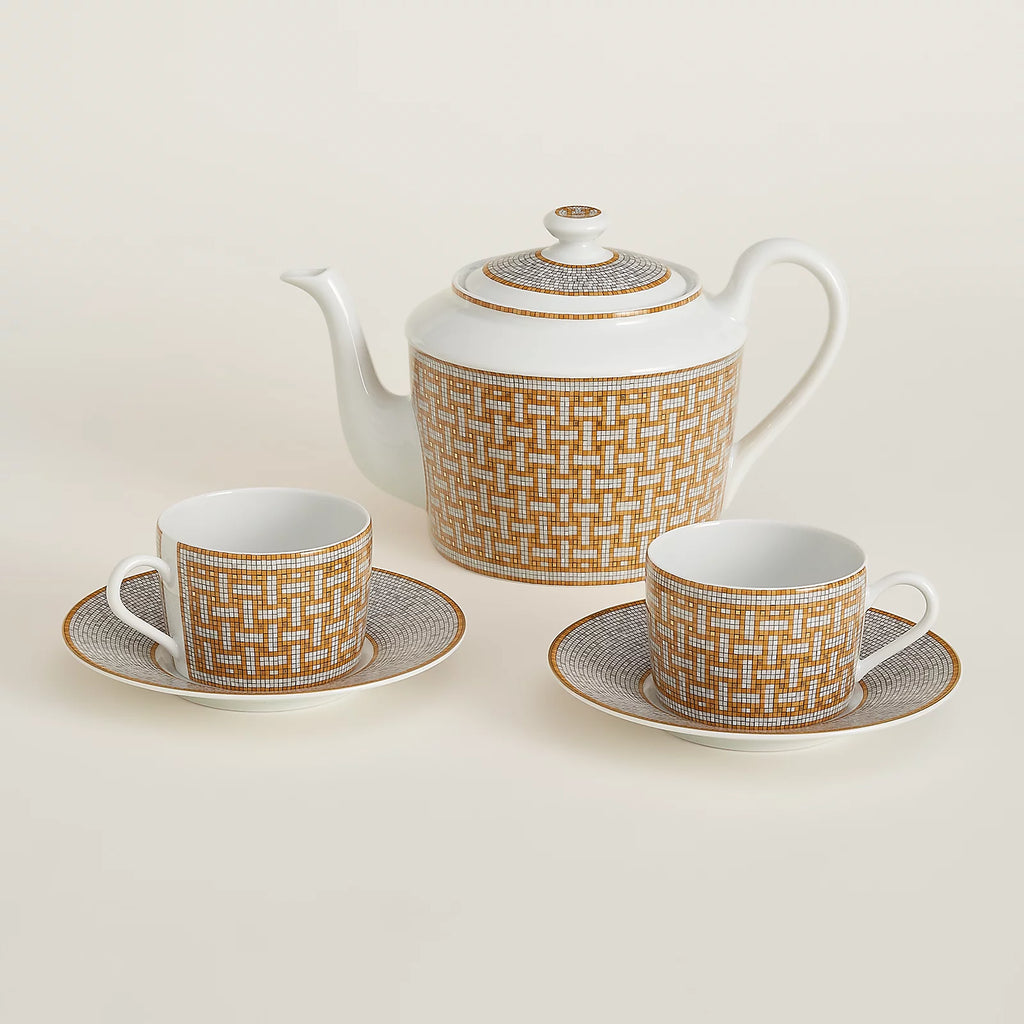 Hermes Mosaique au 24 gold tea set