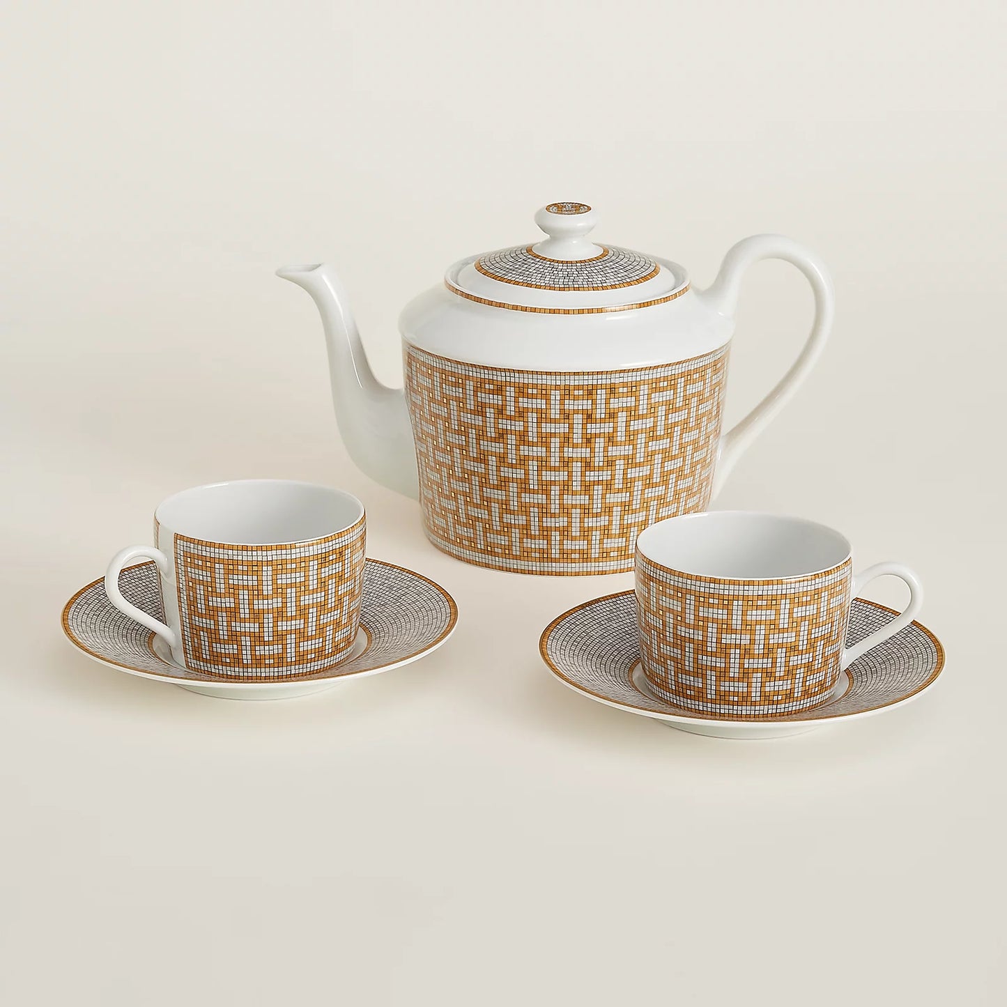 Hermes Mosaique au 24 gold tea set