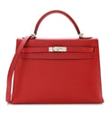 Kelly Sellier 32 Rouge Casaque Epsom Palladium Hardware