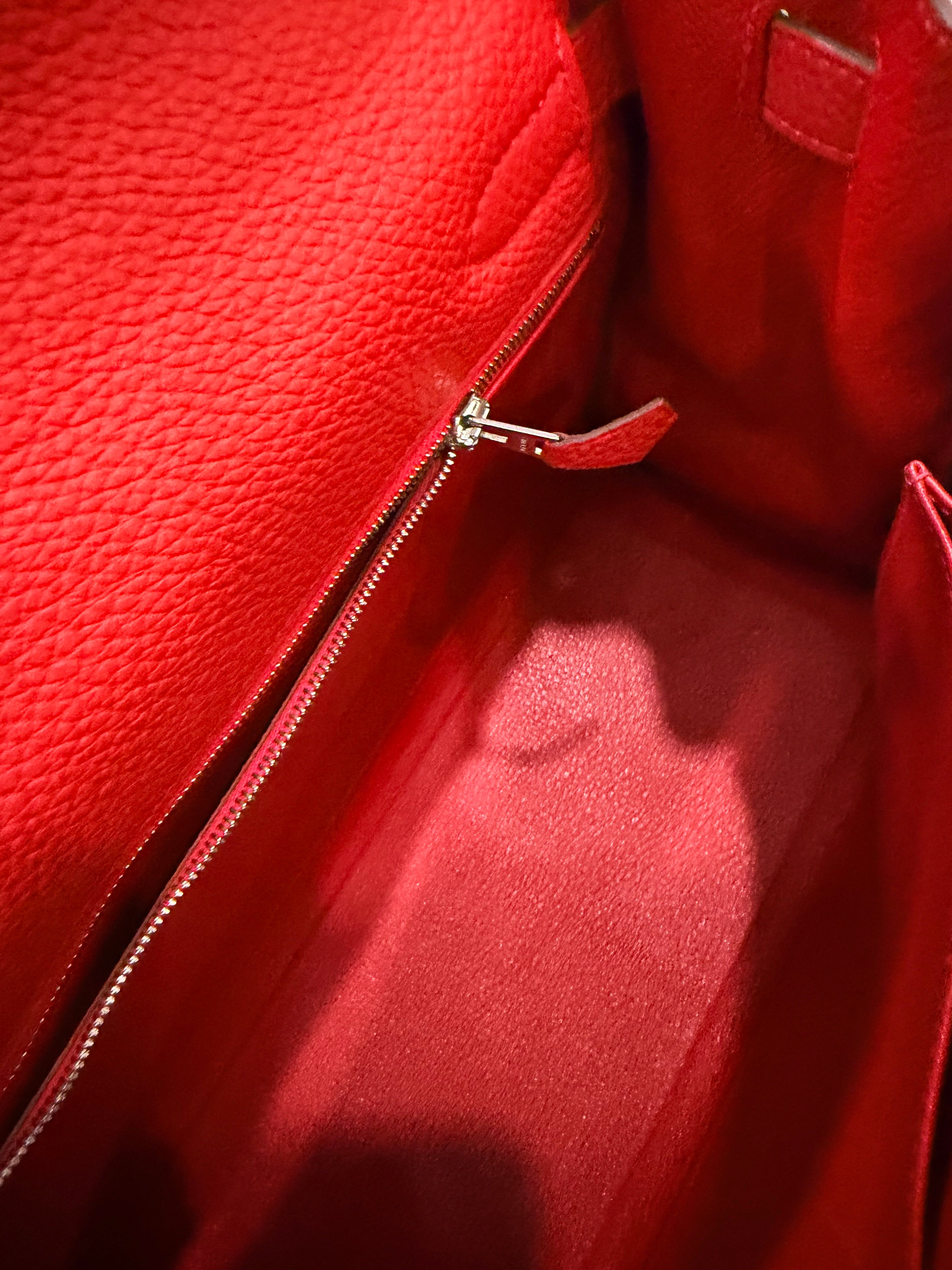 Hermes Kelly 32 Rouge Casaque Togo Palladium Hardware