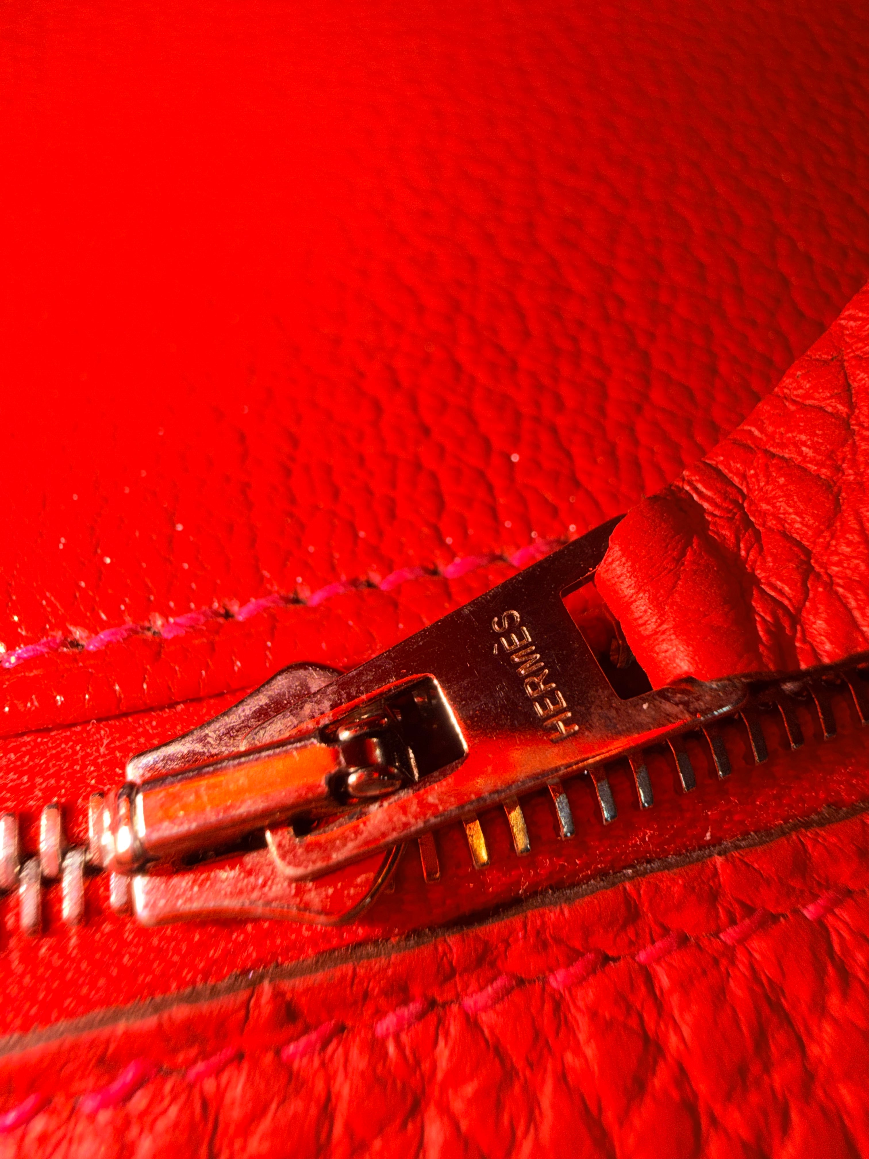 Hermes Kelly 32 Rouge Casaque Togo Palladium Hardware