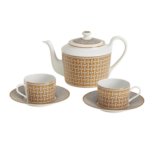 Hermes Mosaique au 24 gold tea set