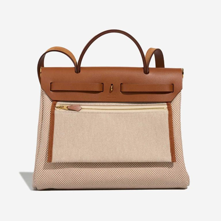 Hermes Herbag 31  Vache Hunter / Toile Écru / Beige / Fauve