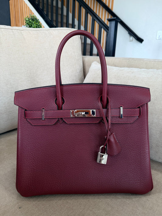 HERMES BIRKIN 30 ROUGE H WITH PALLADIUM HARDWARE