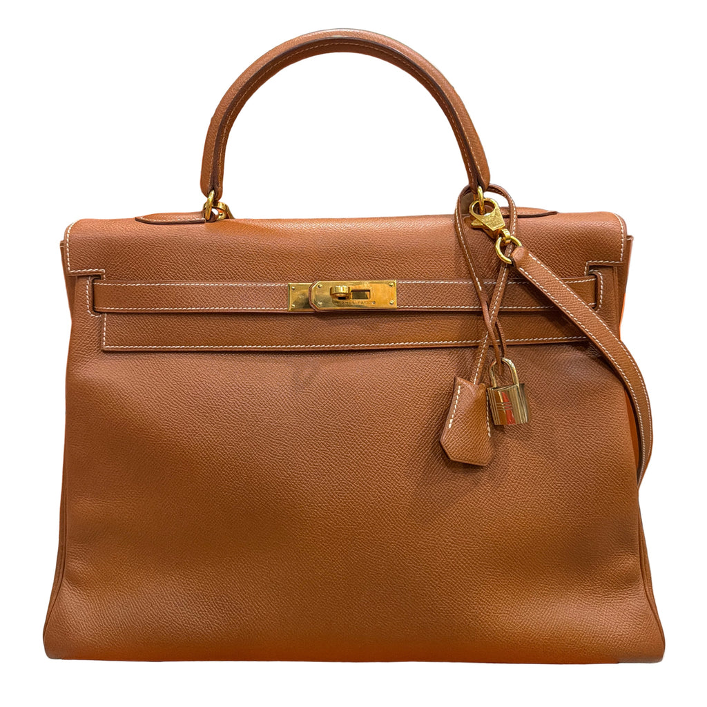 Hermes Kelly Retourne 35 Epsom Gold With Gold Hardware