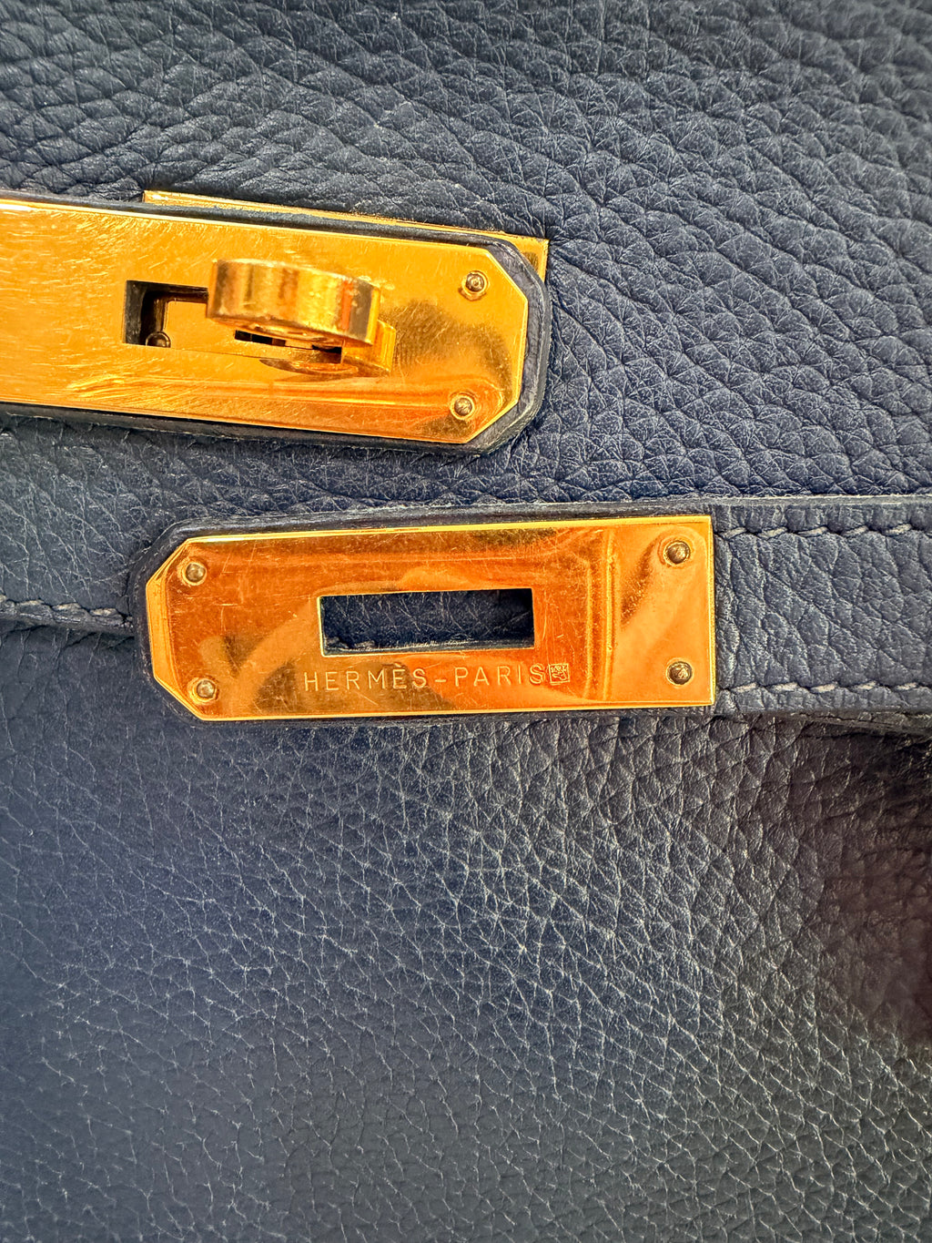 Hermes Kelly Retourne 32 Blue Midnight ( Deep Blue ) Togo With Gold Hardware