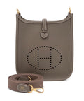 Hermes Mini Evelyne TPM 16 Etoupe Clemence Gold hardware Handbag