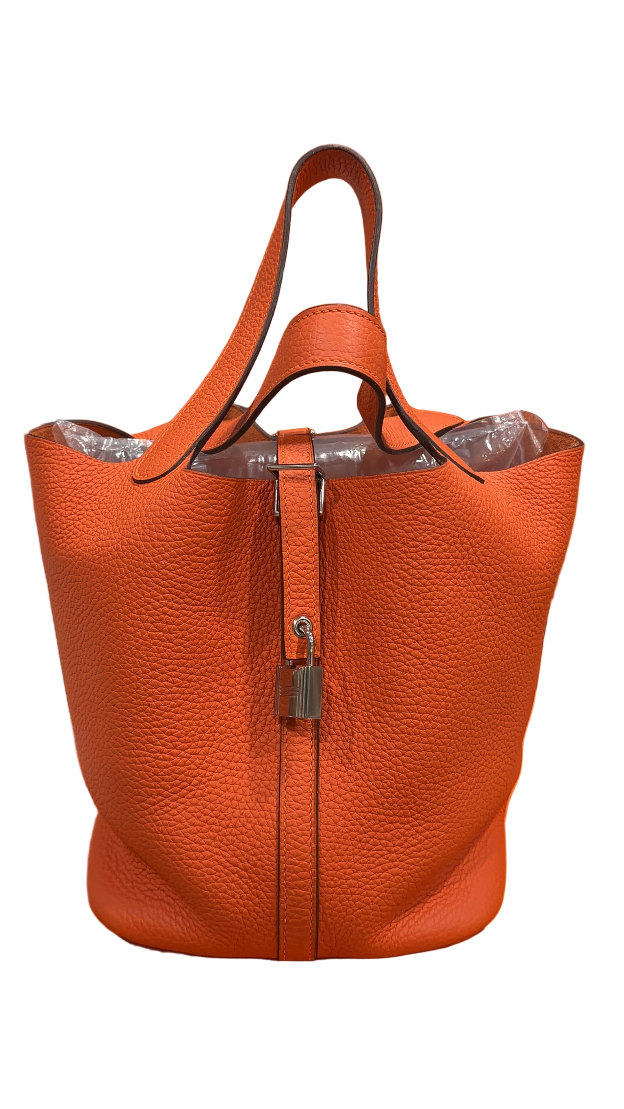 Hermes Picotin 22 Orange Clemence With Palladium Hardware
